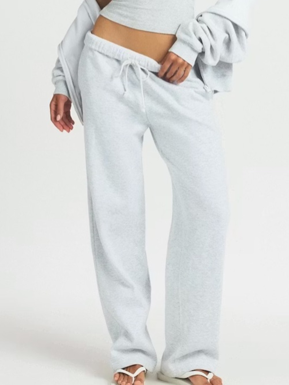 New Skims Cotton Fleece Straight Leg Pant Light Heather Grey